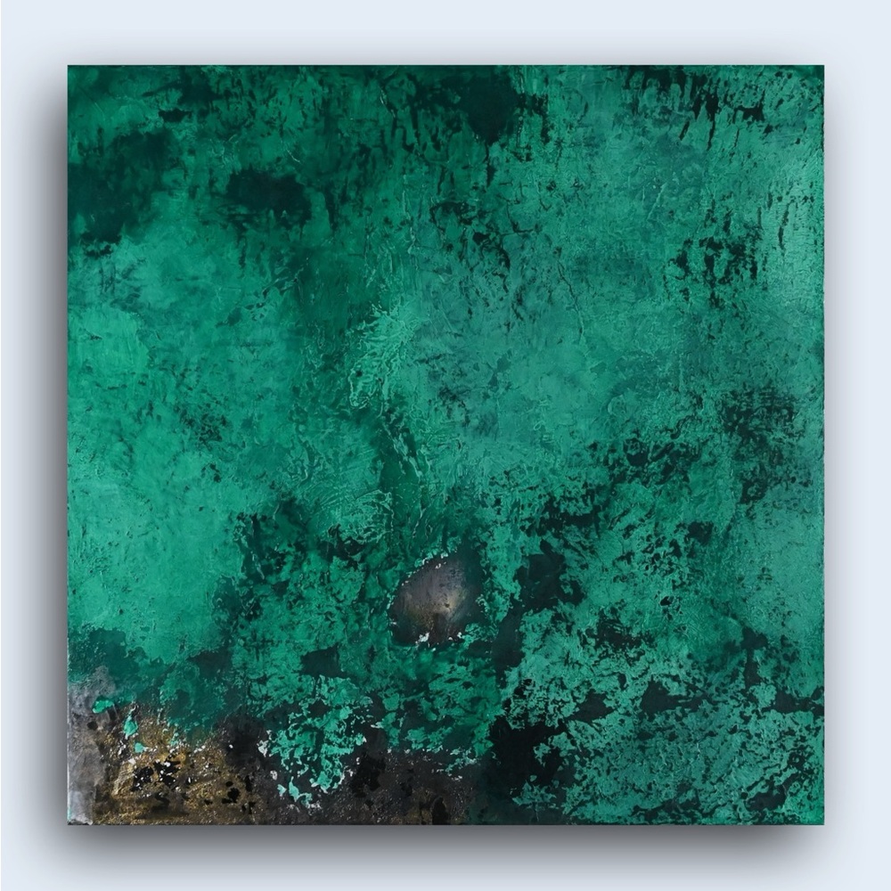 Original Abstract Green and Black Canvas Art